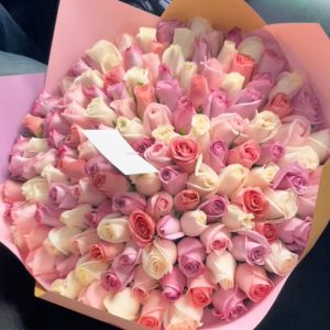 100 ROSAS BIG BOUQUTE PREMUM EN TONOS PASTEL