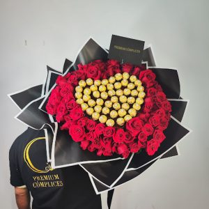 BIG BOUQUET PREMIUM CÓMPLICES 100 ROSAS Y 50 FERREROS