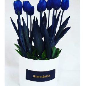 10 Tulipanes Azules En Box Premium Cómplices